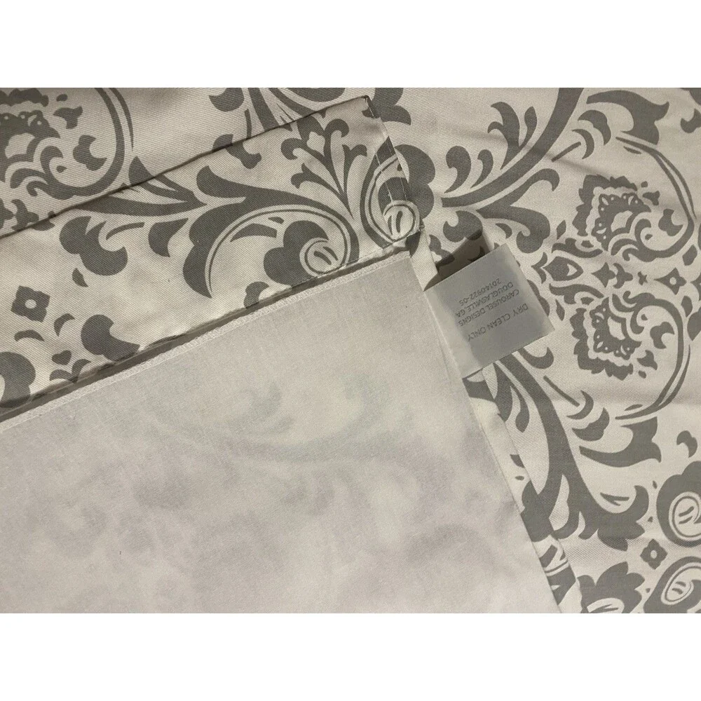 Carousel Designs 2 Curtain Panels 105” Gray White Damask Lined Custom USA